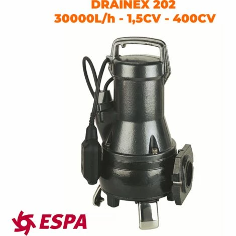 ESPA Pompe Submersible De Drainage Pour Eaux Usées DRAINEX 202 - 30.000L/h - 16,3 M Max. 1 ESPA Pompe Submersible De Drainage Pour Eaux Usées DRAINEX 202 - 30.000L/h - 16,3 M Max.